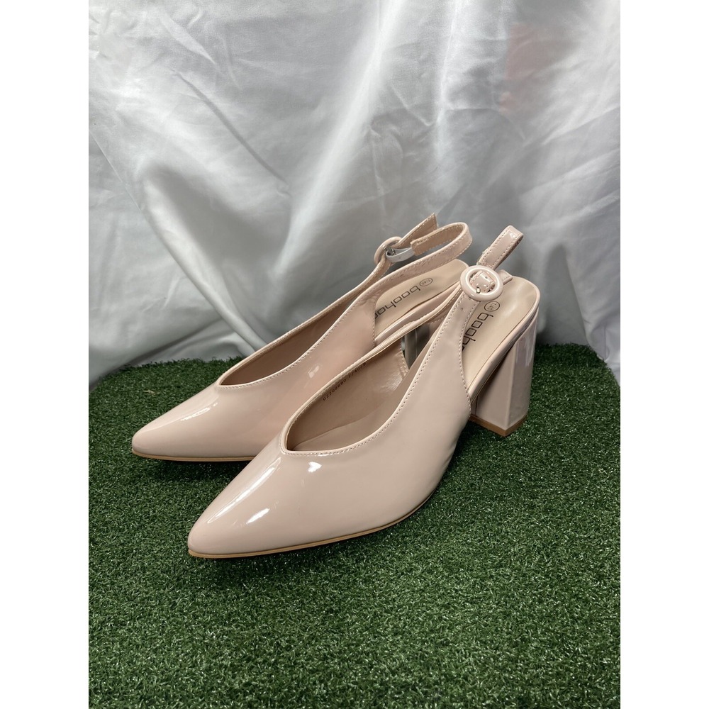 Boohoo Nude WIDE FIT SLINGBACK PATENT POINTED TOE COURT Size 7/40